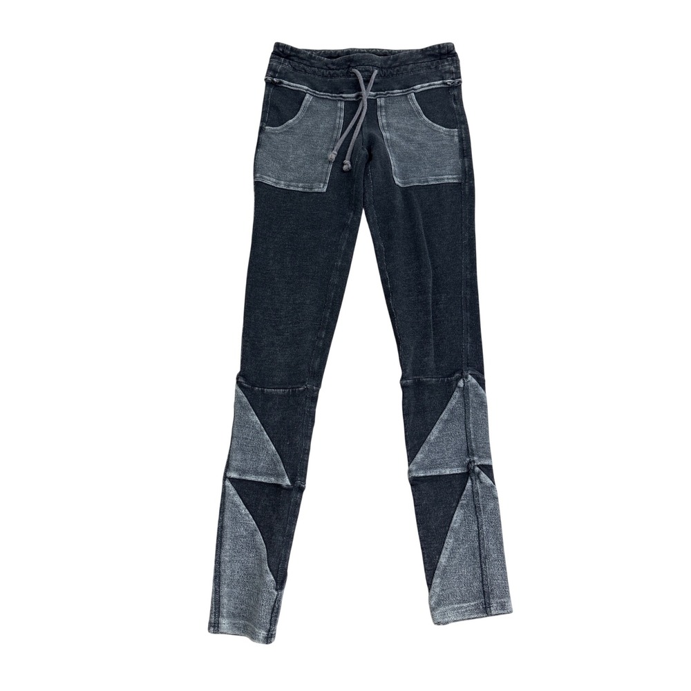 Free People Movement Patchwork Joggers Faded Black Gray XS Slim Fit Athletic